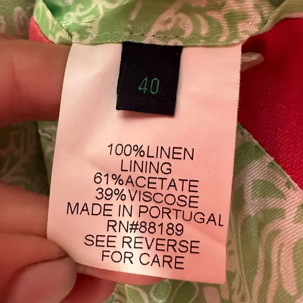 Lilly Pulitzer Men's Palm Beach Vintage Pink Linen 3 Button Down Blazer Size 40